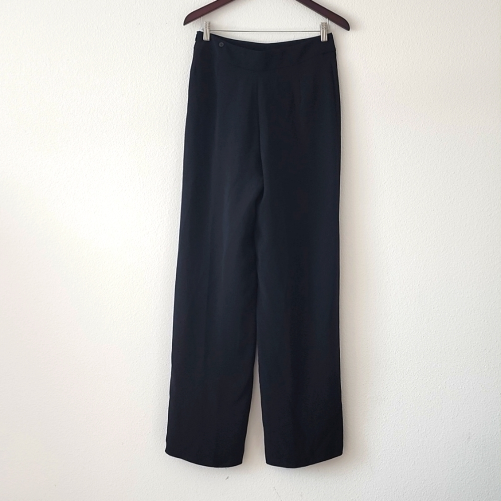 Giorgio armani Black Tailored Pants wide leg silk Timeless Quiet Luxury